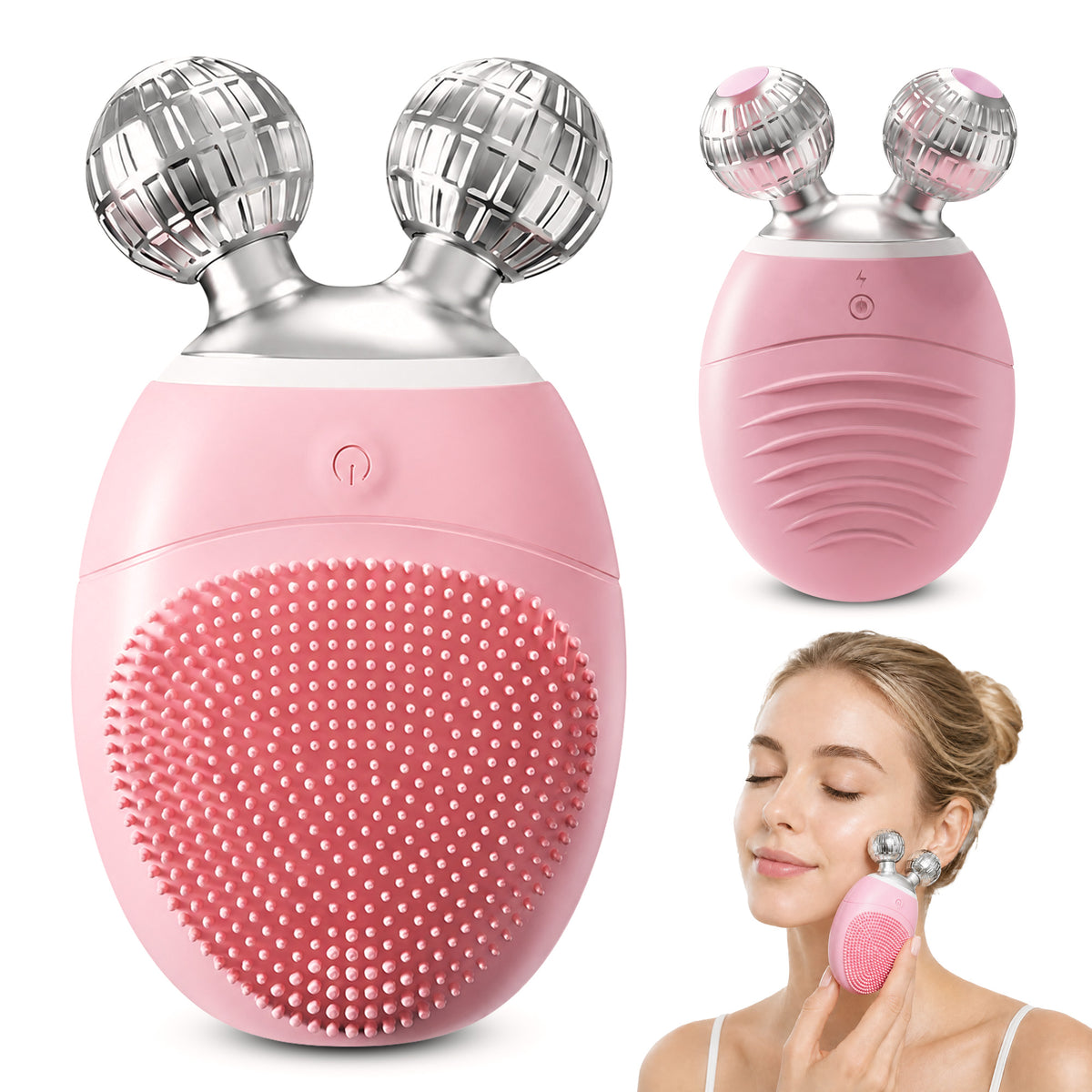 HAMINOS facial cleansing brush 3-in-1 with V-roller