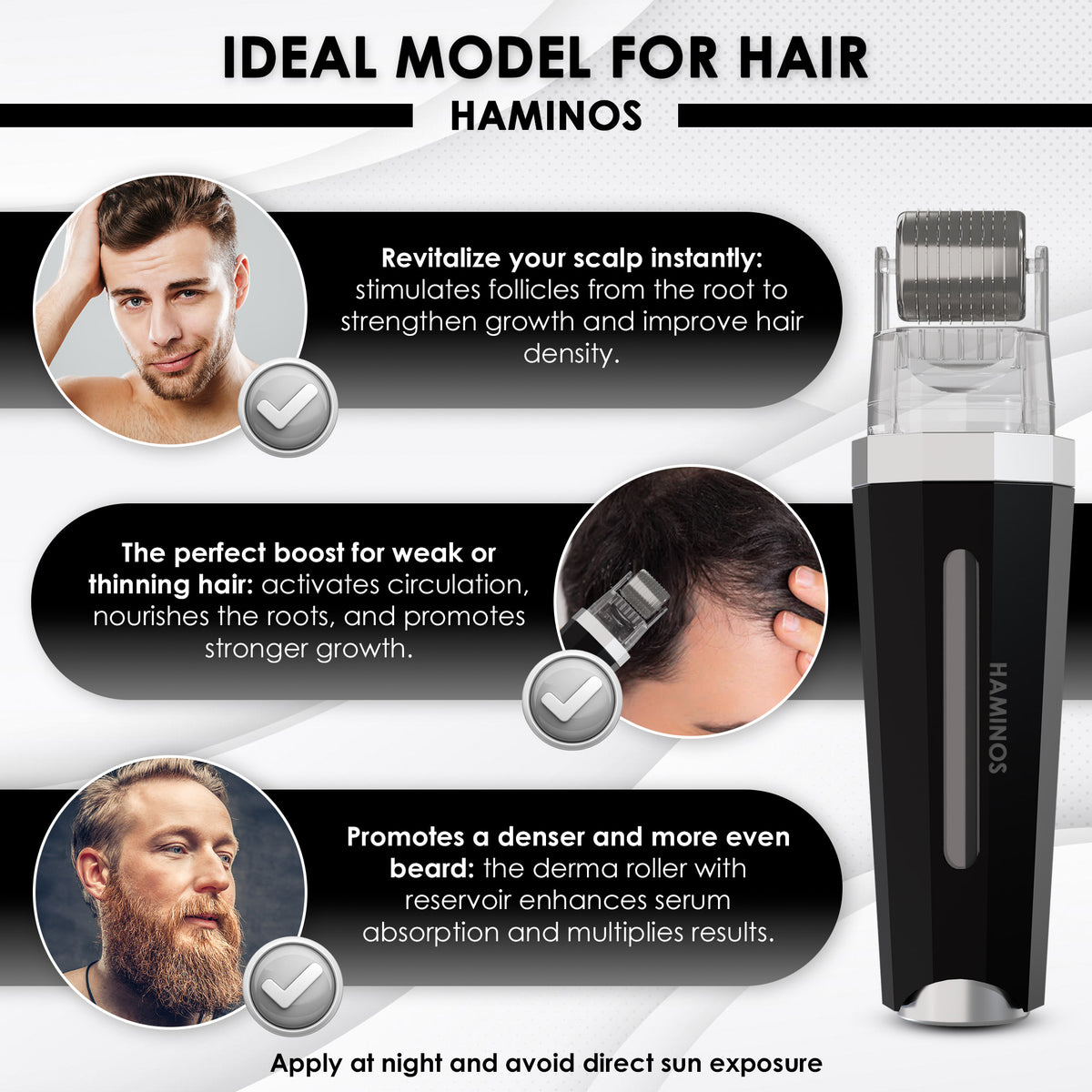 HAMINOS Derma Roller 3.0 black — serum reservoir