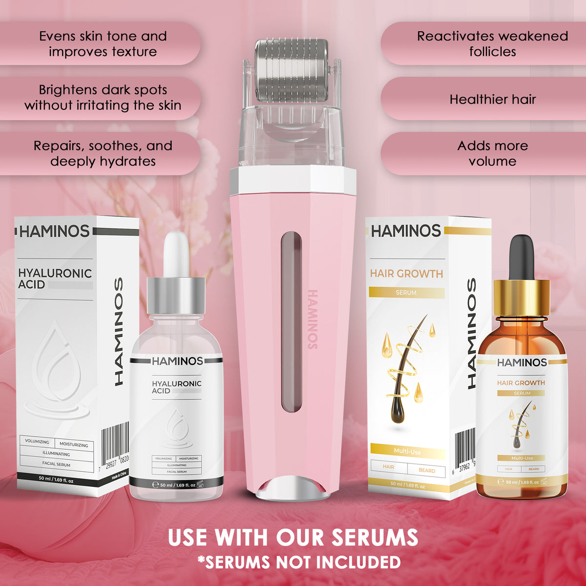 HAMINOS Derma Roller 3.0 pink — what is included