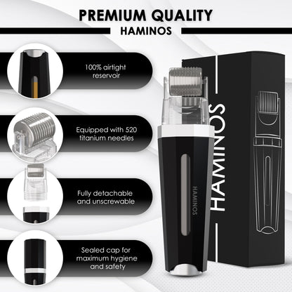 HAMINOS Derma Roller 3.0 black — titanium microneedles
