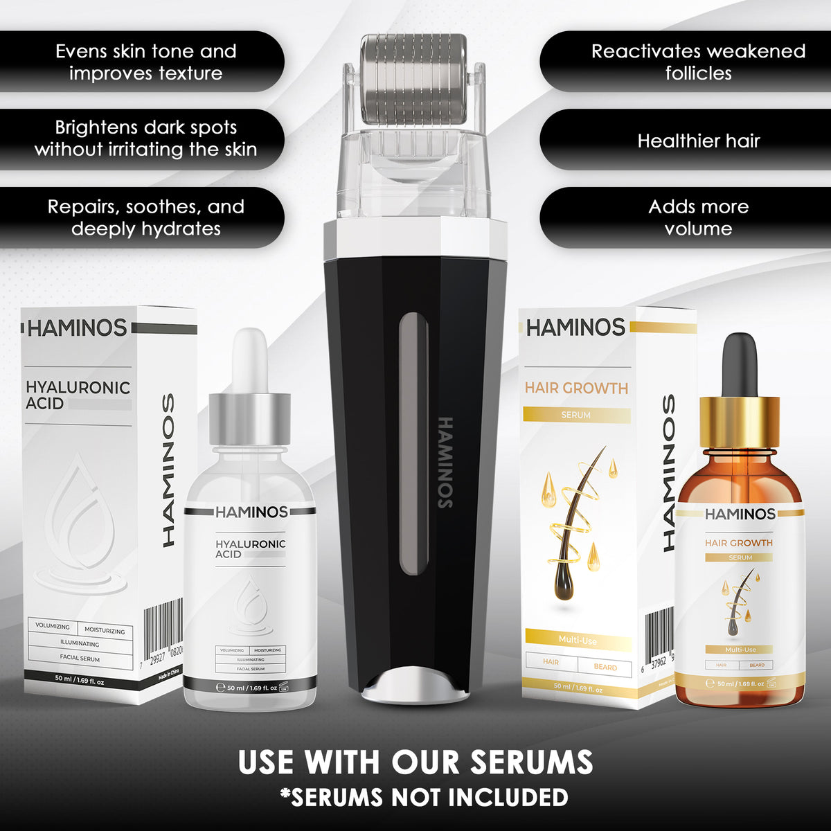 HAMINOS Derma Roller 3.0 black — what is included